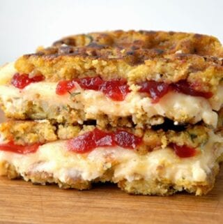 stuffing waffle grilled cheese