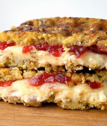 stuffing waffle grilled cheese