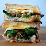 brussels sprouts, bacon and egg grilled cheese