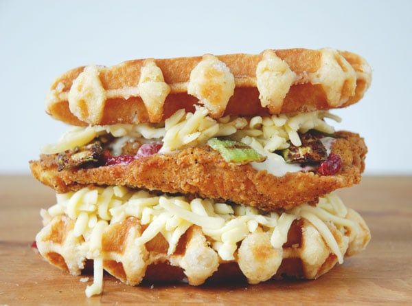 Fried chicken and waffle grilled cheese by Grilled Cheese Social