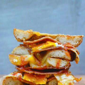 pork roll bagel grilled cheese