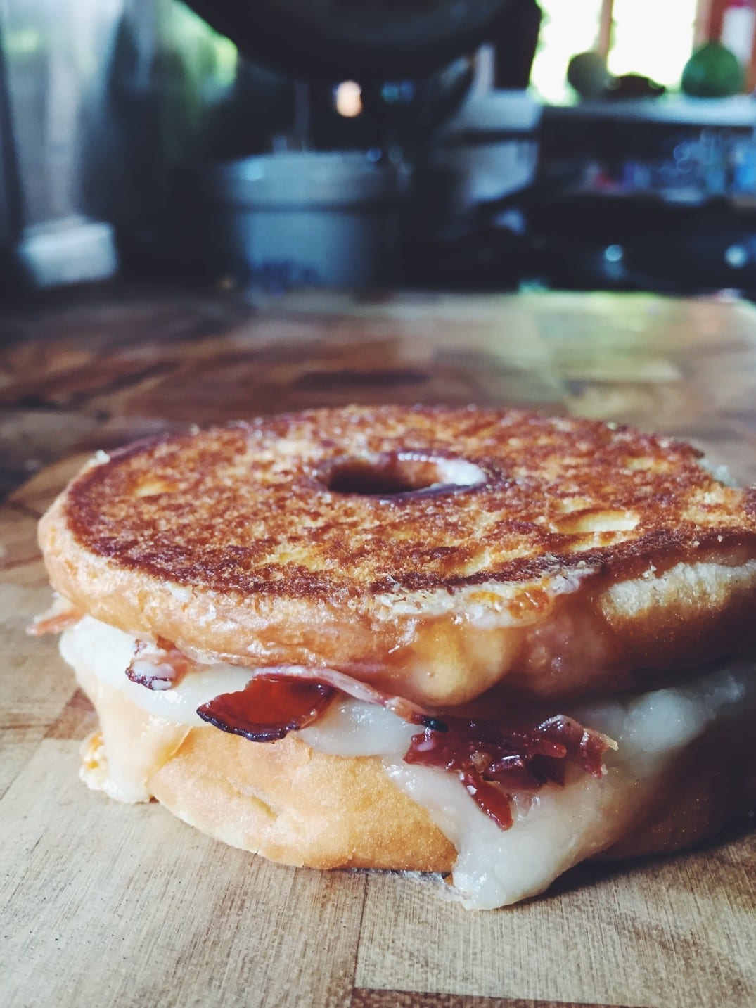 The Fat Boy Donut Grilled Cheese with Bacon + Maple Glaze Grilled