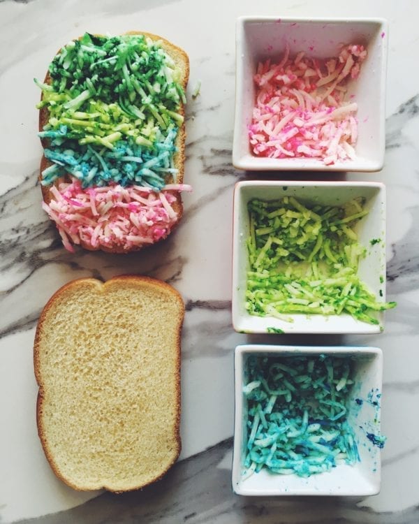 how to make a rainbow grilled cheese