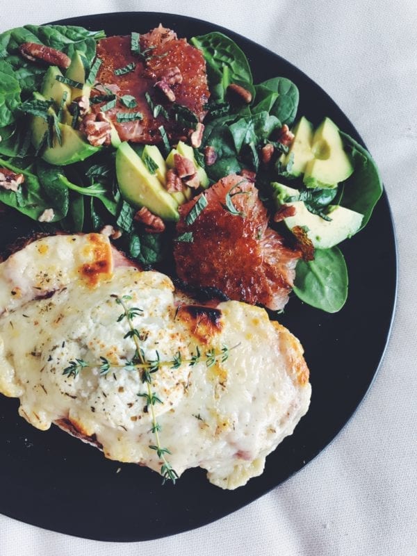 Tartine Au Fromage with Avocado + Caramelized Grapefruit Salad