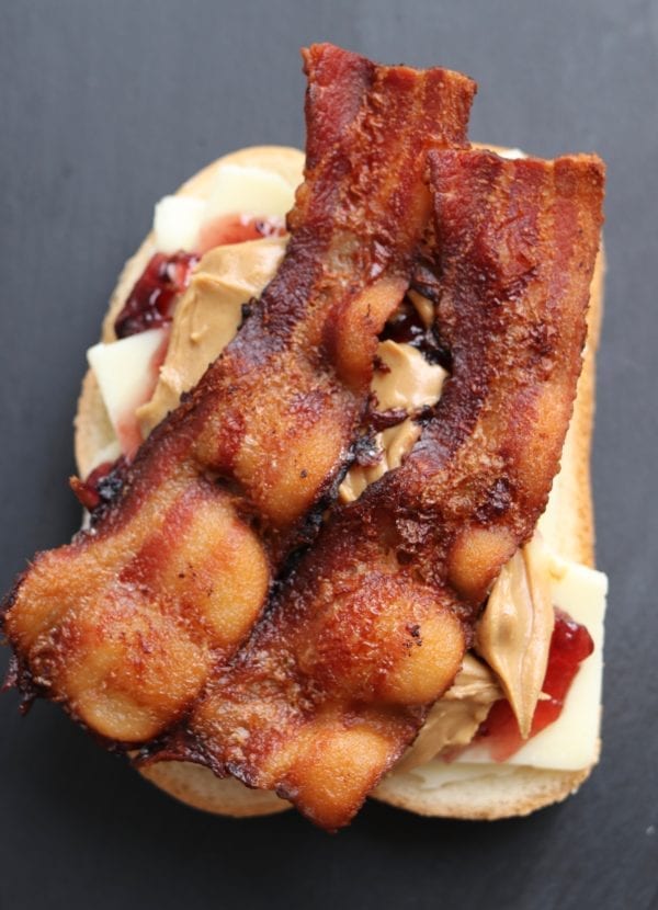 peanut butter jelly and bacon grilled cheese sandwich - so fun and unexpectedly tasty!