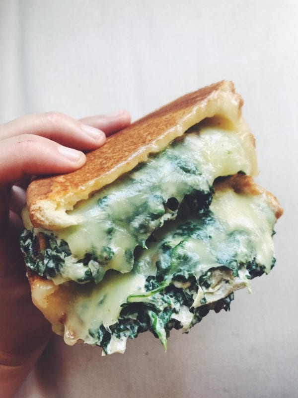 spinach artichoke grilled cheese sandwich