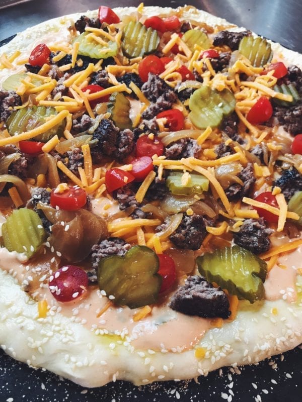 Animal Style Cheese Burger Pizza - just like In n Out but on a pizza!