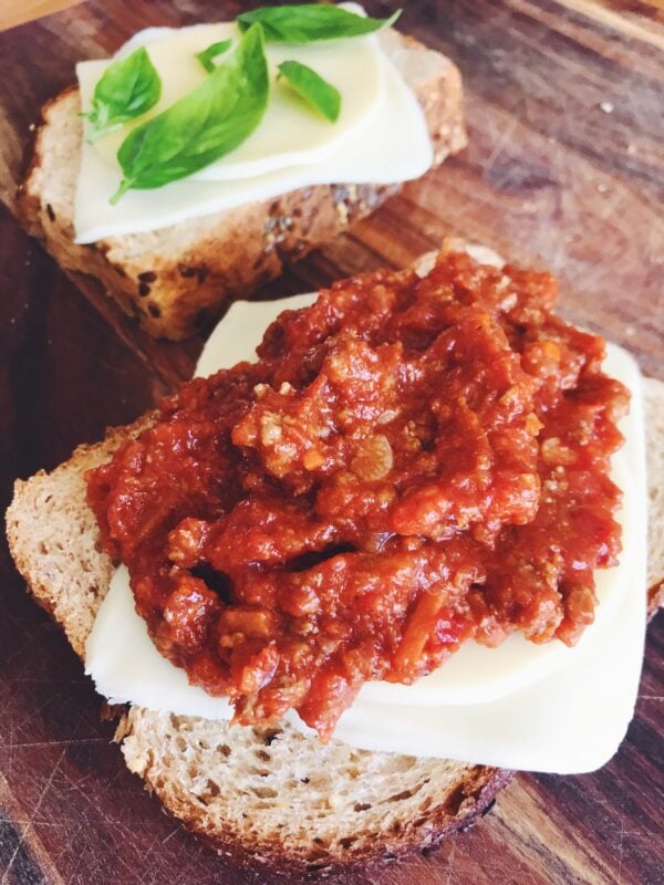 sloppy bol - an italian style sloppy joe grilled cheese made with bolognese sauce