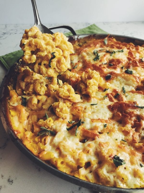 pumpkin mac and cheese with canned pumpkin and sage