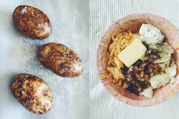 twice baked stuffed potatoes with sage, pancetta and smoked gouda