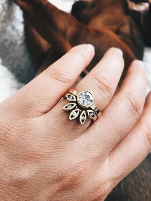 Modern Vintage Halo Engagement Ring