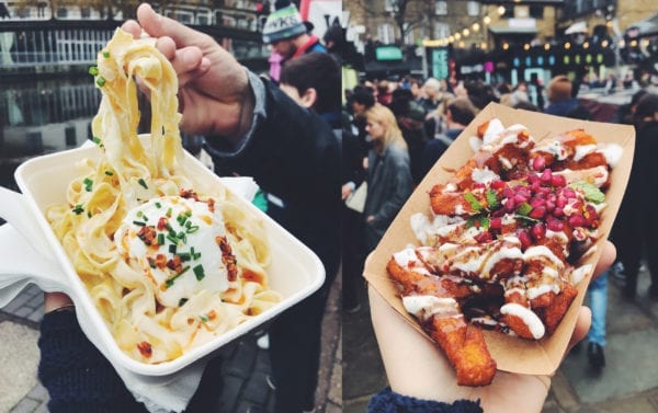 kerb market - pasta cheese wheel halloumi fries, London