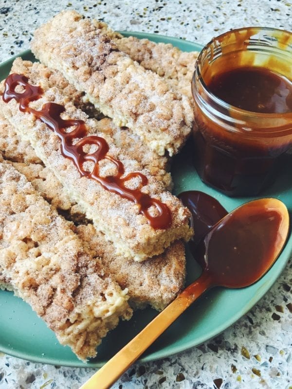 brown butter churro rice crispies treats