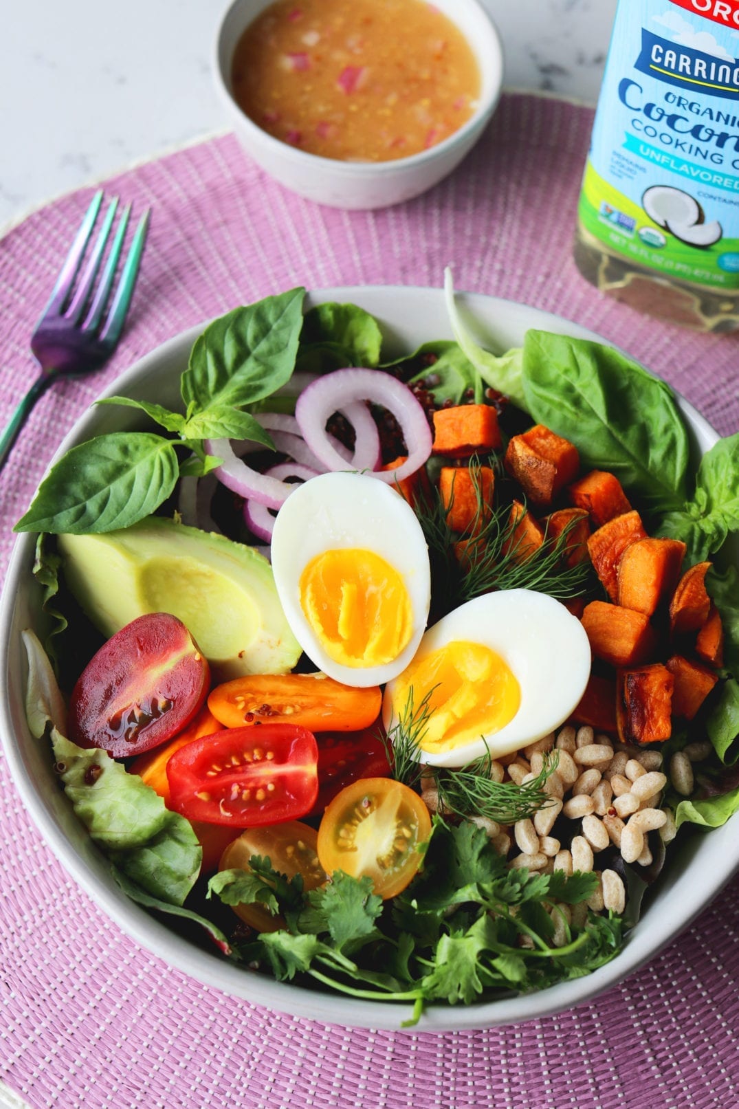 California Veggie Bowl with Crispy Rice, Soft Boiled Egg + Shallot Lime ...