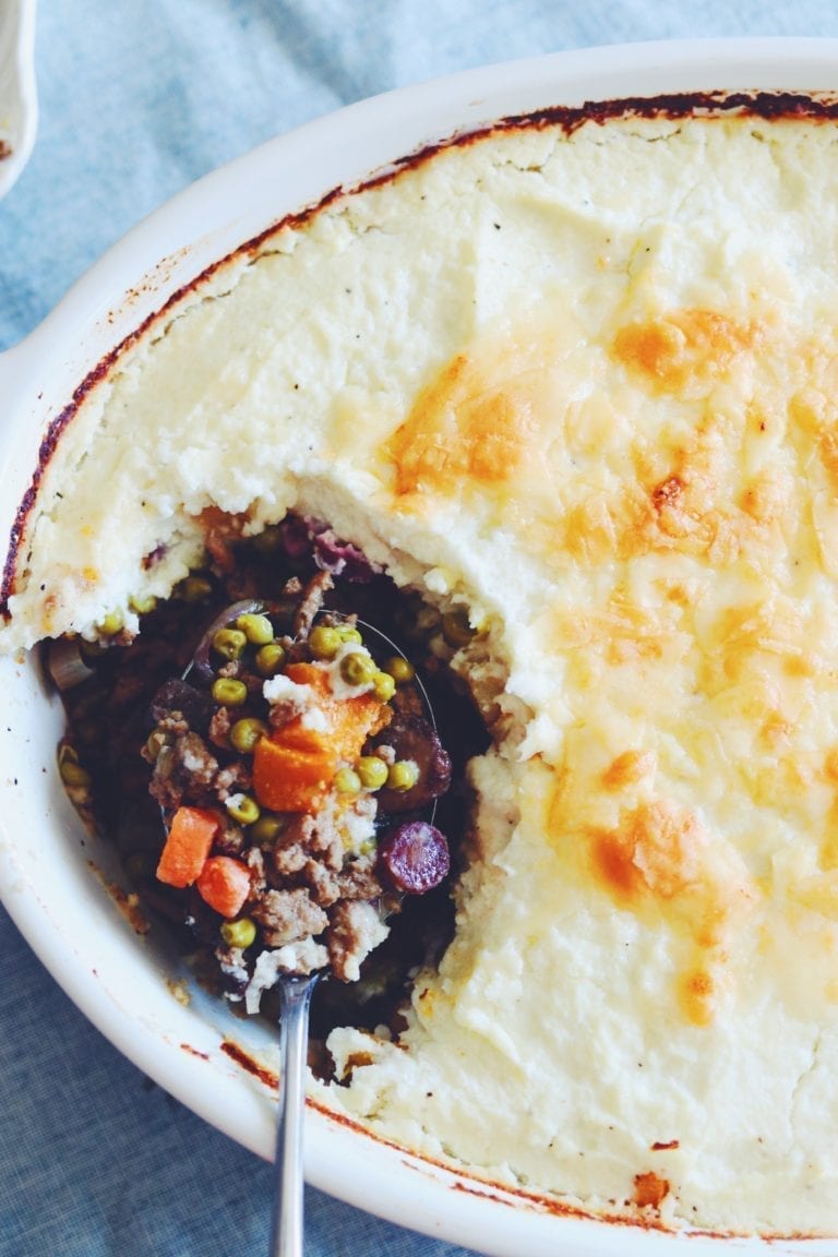 Honey Roasted Root Vegetable Shepherd's Pie with Goat Cheese Mashed