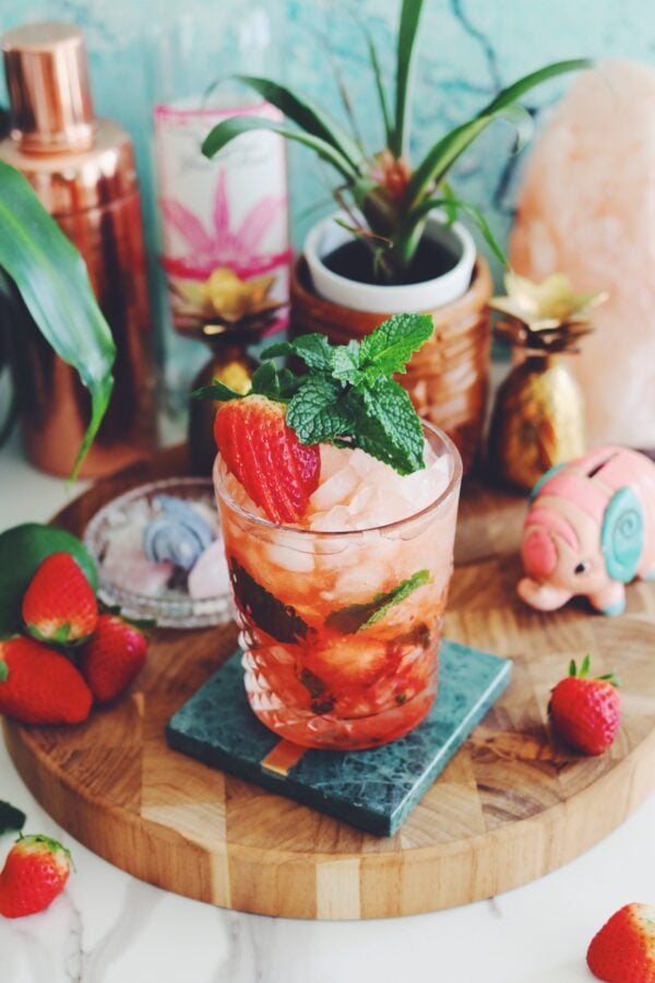 strawberry mezcal mojito