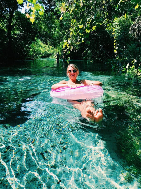 a girl floating down a tube at rock springs kelly park florida