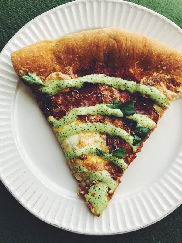 Homemade Pepperoni Pizza with Spicy Ranch