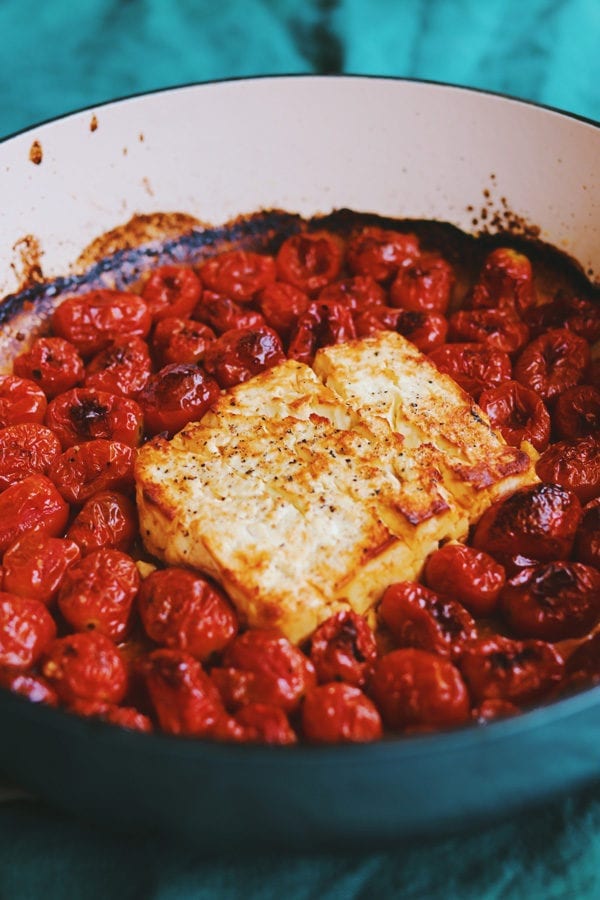 baked feta with tomatoes and garlic