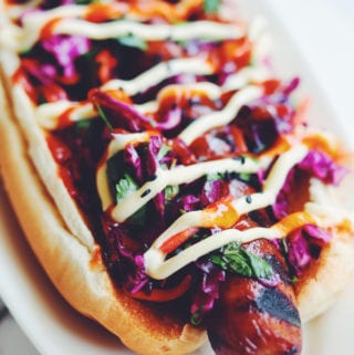 asia dog inspired hot dog