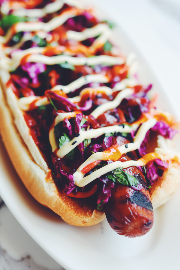 Asian Slaw Dogs with Sriracha and Kewpie Mayo - Grilled Cheese Social