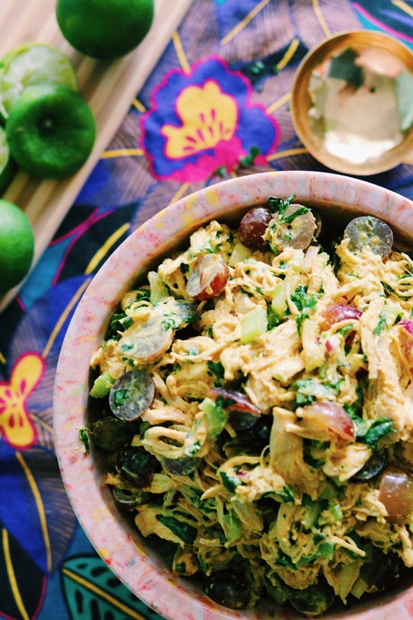 Chicken Curry Salad with grapes and greek yogurt