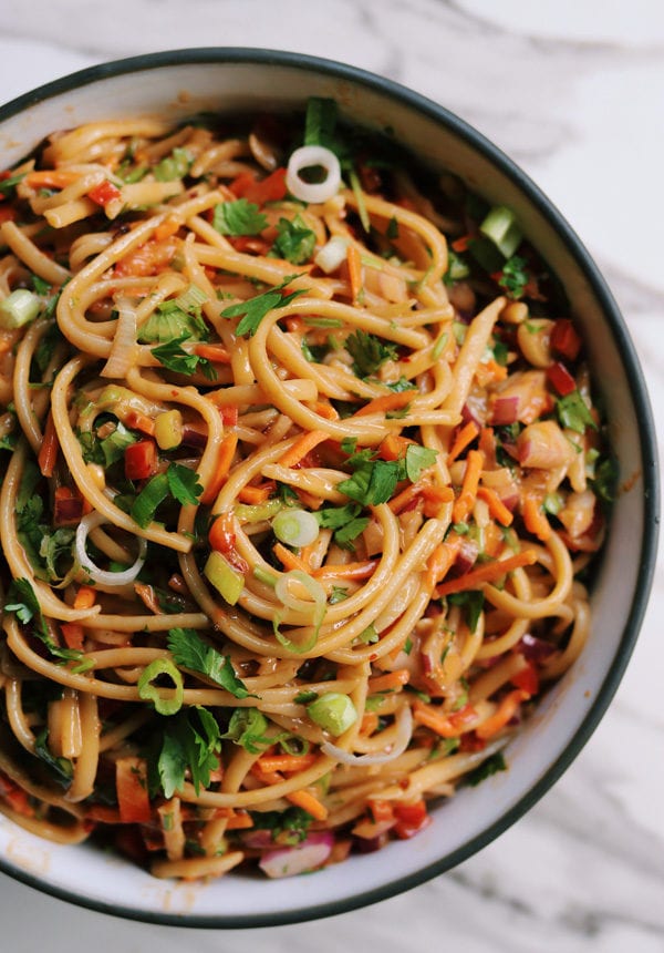 Asian Pasta Salad with Sesame Peanut Sauce