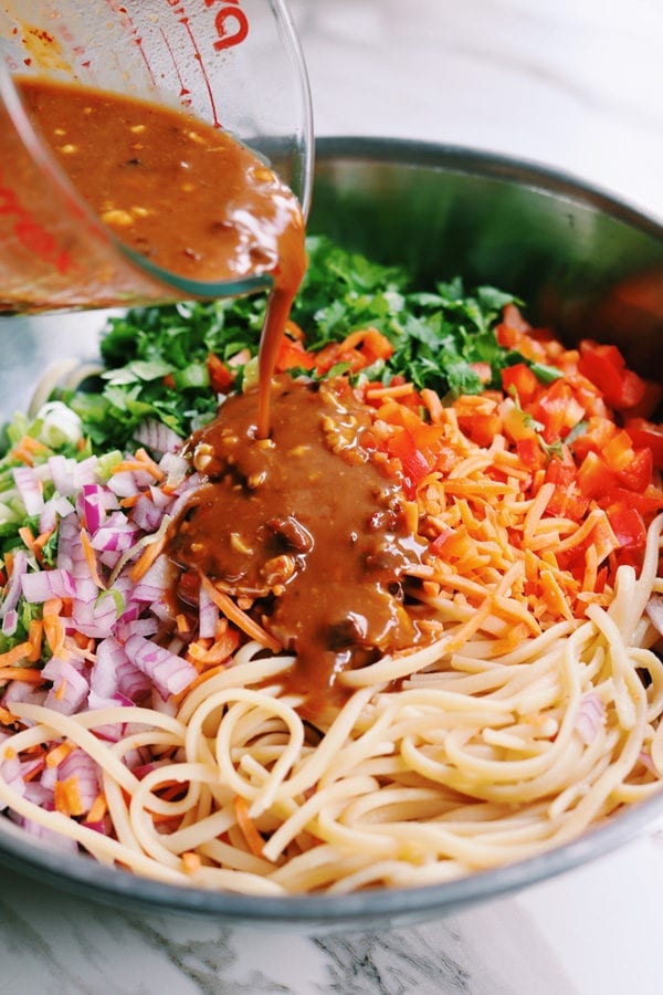 Asian Pasta Salad with Sesame Peanut Sauce