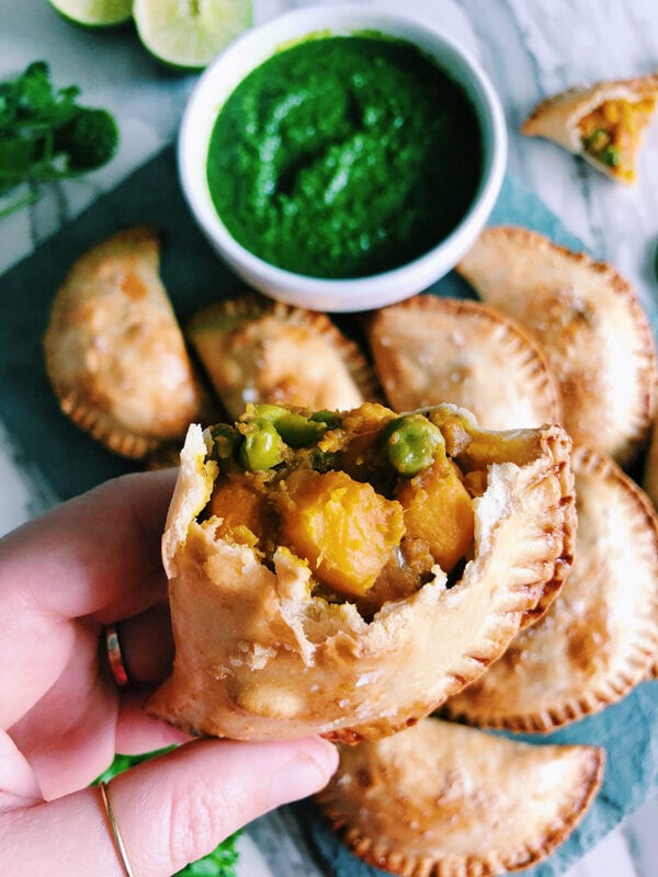 Curry Sweet Potato Empanadas & Green Chutney - Grilled Cheese Social