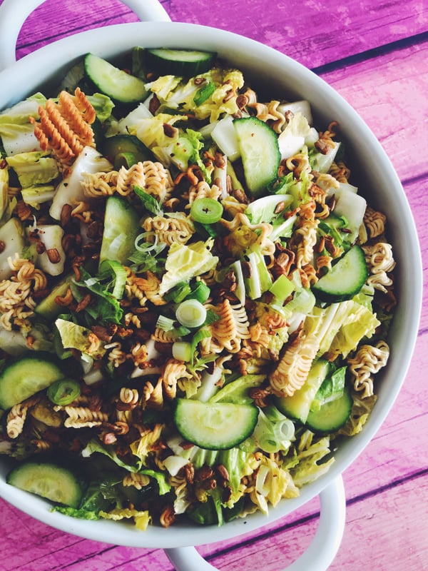 Chinese Cabbage Salad with Crunchy Ramen Noodles