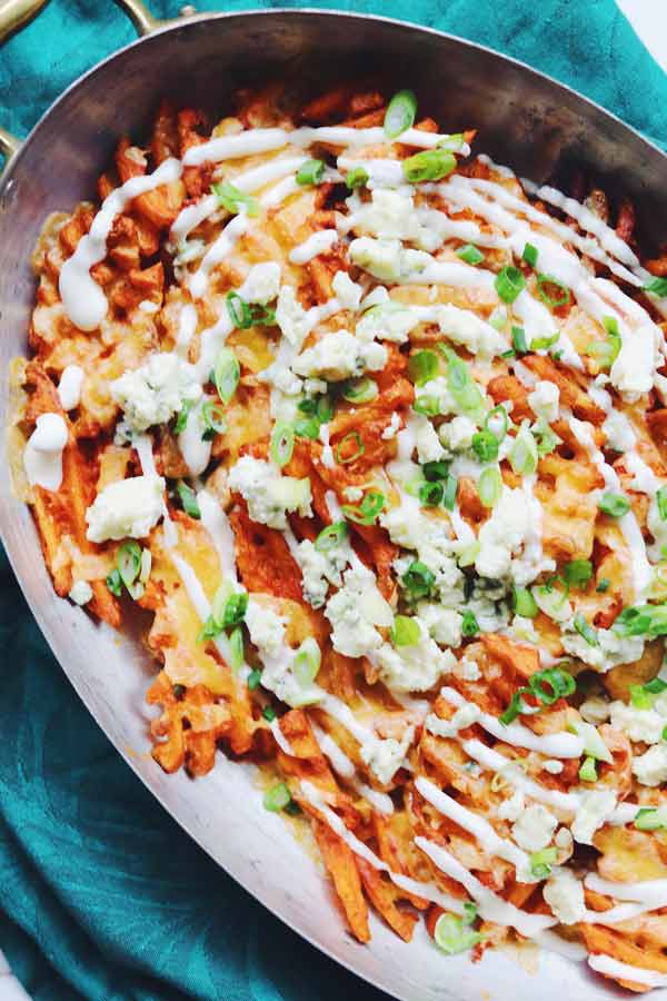 Loaded Buffalo Fries with Blue Cheese & Ranch - Grilled Cheese Social