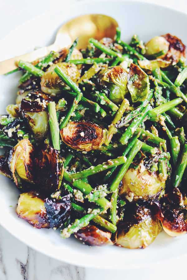 roasted brussel sprouts and asparagus