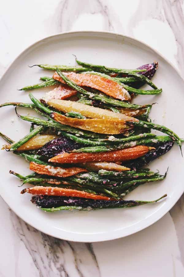 Cacio e Pepe Roasted Green Beand and Carrots - Grilled Cheese Social