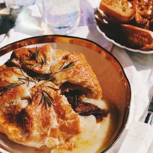 25 Minute Baked Brie with Fig Jam and Rosemary Grilled Cheese Social