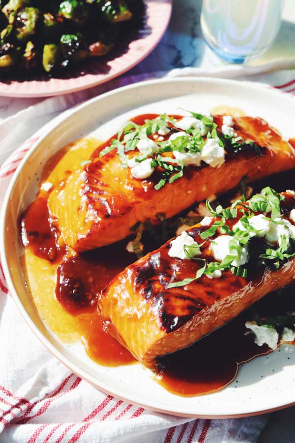 Apricot Candied Salmon with Basil & Goat Cheese Grilled Cheese Social