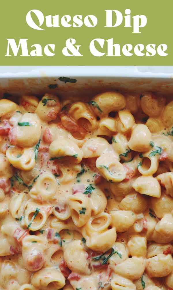 This Queso Mac and Cheese makes the perfect Mexican dinner side dish! All you need is 30 minutes and some velveeta, rotel, red onion, milk, cilantro and pasta. t's made using the baked feta pasta method so you know it'll be fail-proof, too! It's so easy and so delicious -- you'll love it! 