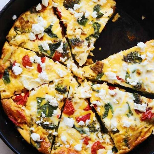 Roasted Broccoli Feta Frittata with Tomatoes Grilled Cheese Social