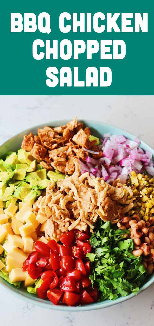 This BBQ Chicken Salad is even better than Panera, CPK and Cheesecake Factory! I know it's quite the claim, but trust me - it's SO good! Loaded with bbq chicken, smoked gouda, and tons of fresh veggies, this salad is hearty, filling, and the opposite of boring. #salad #bbqchicken #barbecue #chickensalad #heartysalad #lunch