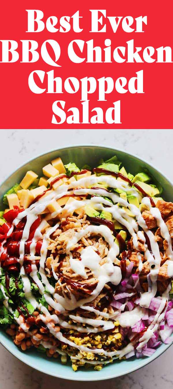 This BBQ Chicken Salad is even better than Panera, CPK and Cheesecake Factory! I know it's quite the claim, but trust me - it's SO good! Loaded with bbq chicken, smoked gouda, and tons of fresh veggies, this salad is hearty, filling, and the opposite of boring. #salad #bbqchicken #barbecue #chickensalad #heartysalad #lunch