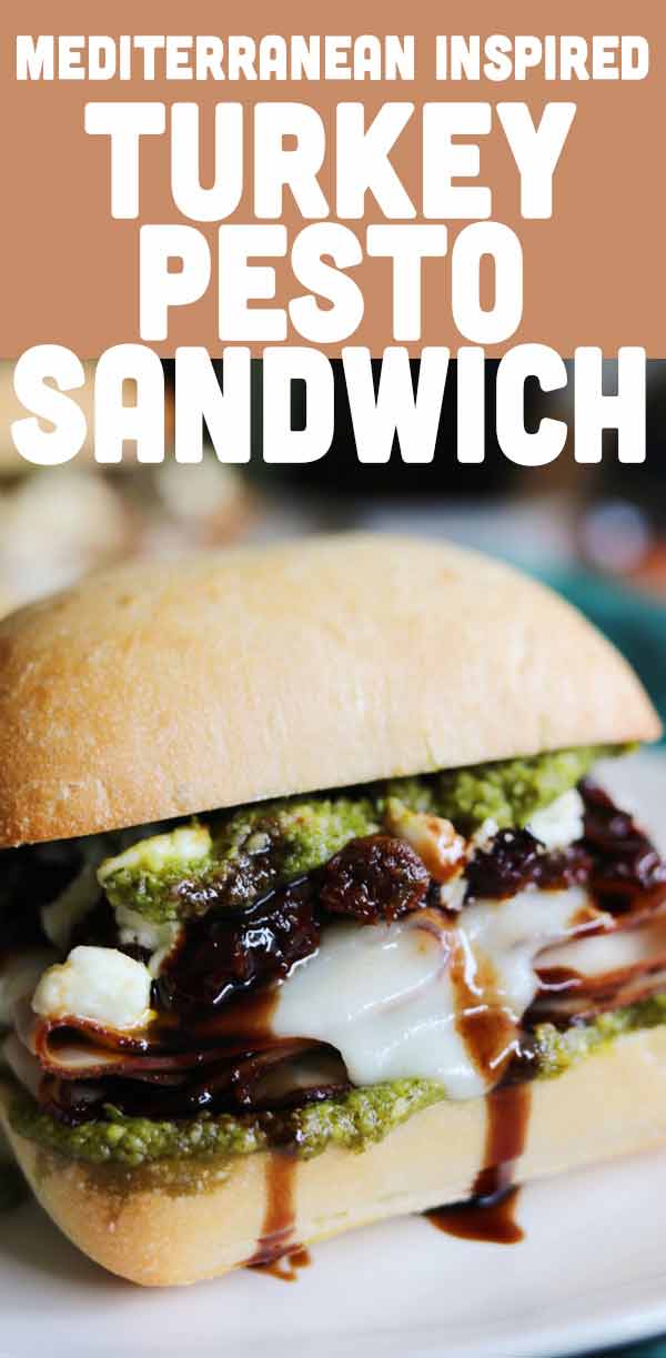 These turkey pesto sandwiches with sun dried tomatoes, feta and balsamic glaze are EVERYTHING! They're savory, cheesy, crunchy, meaty and perfectly balanced with a slight sweetness. I love serving these Mediterranean inspired sandwiches warm and toasty but they would be also be delicious packed in a cool lunch.