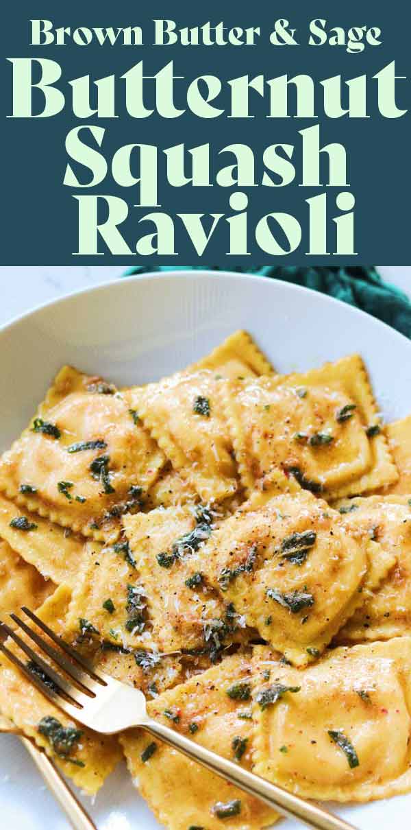 This Trader Joe’s Butternut Squash Ravioli recipe is ready in under 10 minutes. The sauce is made of browned butter, crispy sage and lots of parmigiano cheese. It’s a quick and easy recipe that’s also decadent and rich. It’s my favorite way to cook these ravioli! #traderjoes #butternutsquash #fallfood #fallrecipe #ravioli #brownbutter