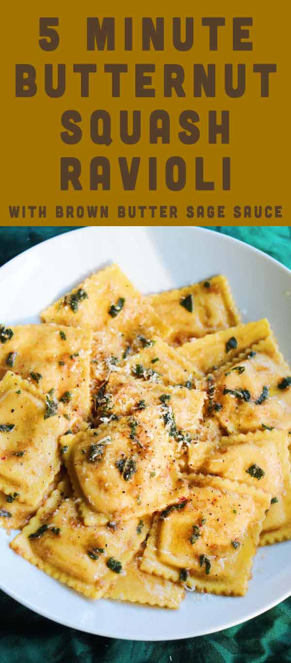 This Trader Joe’s Butternut Squash Ravioli recipe is ready in under 10 minutes. The sauce is made of browned butter, crispy sage and lots of parmesan cheese. It’s a quick and easy recipe that’s also decadent and rich. It’s my favorite way to cook these ravioli! #traderjoes #butternutsquash #fallfood #fallrecipe #ravioli #brownbutter