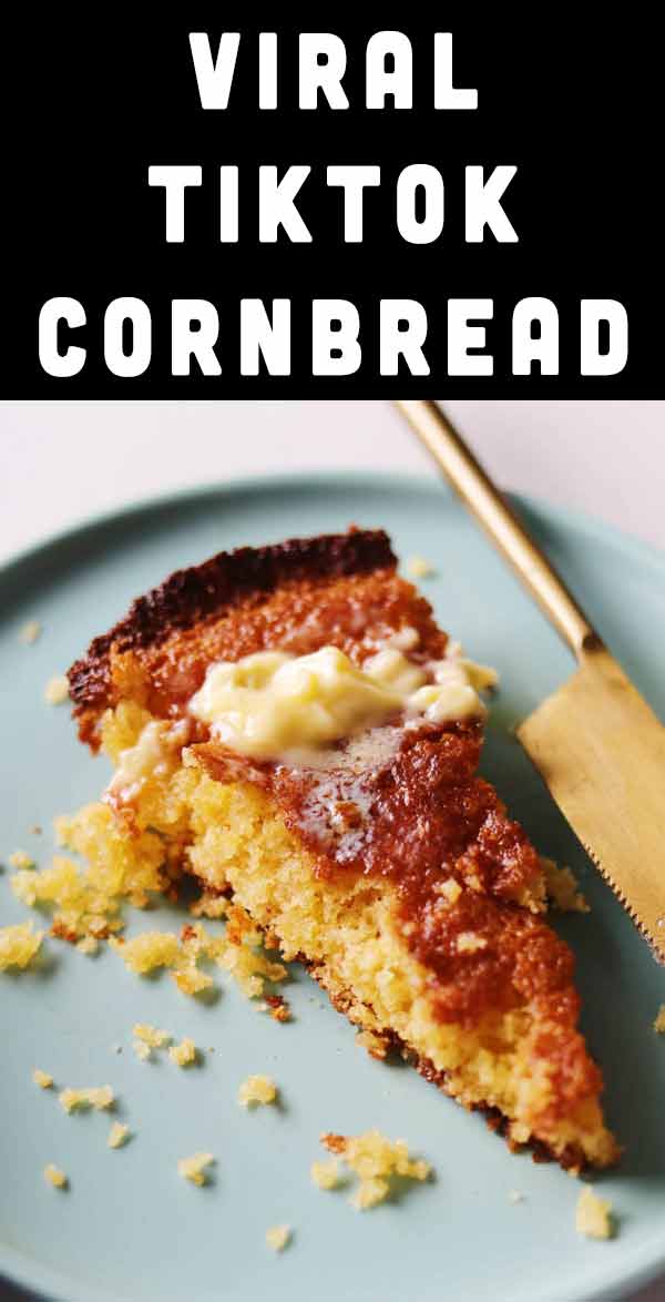 This viral tiktok cornbread recipe is so delicious! It’s sweet, crispy, crunchy, buttery, super moist and beyond easy to make! It’s much sweeter than regular cornbread - almost like a cornbread cake - which is why I love it so much! It’s no wonder this recipe by Chopslap went viral on tiktok last year!