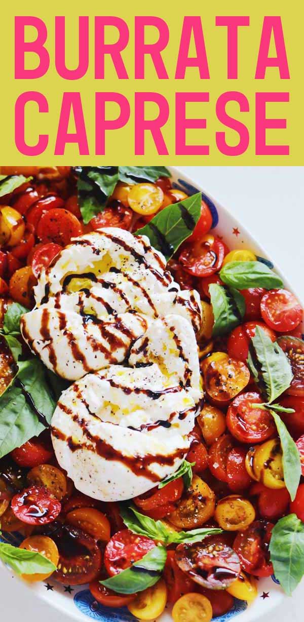 This burrata caprese is the ultimate summer salad. Fresh tomatoes, creamy burrata cheese, fragrant basil, and sweet balsamic glaze make it irresistible. Plus, I've got a great cherry tomato hack to save you time!