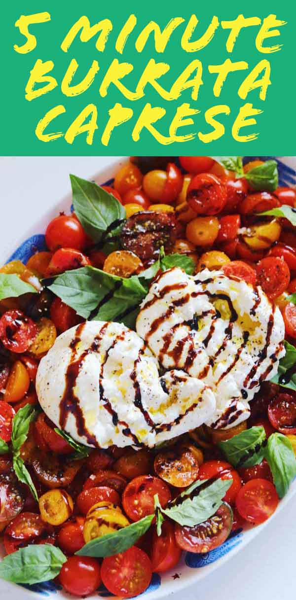 This burrata caprese is the ultimate summer salad. Fresh tomatoes, creamy burrata cheese, fragrant basil, and sweet balsamic glaze make it irresistible. Plus, I've got a great cherry tomato hack to save you time!