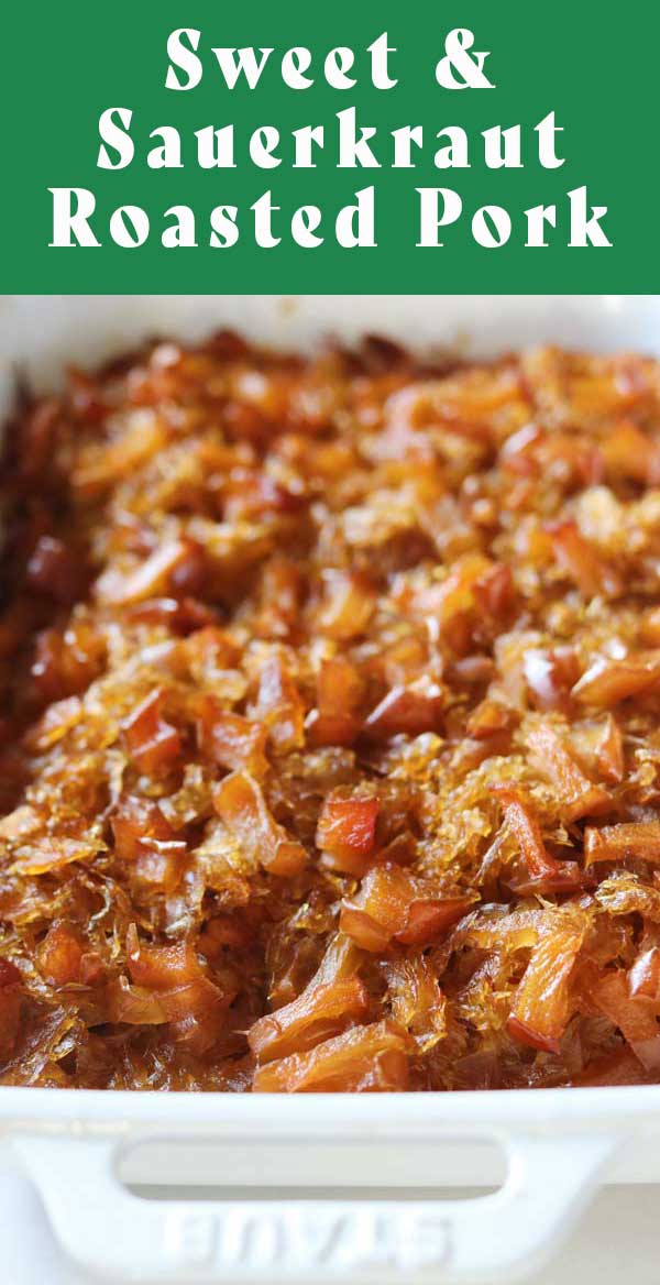 This sweet sauerkraut pork is slow cooked with apples and brown sugar. It's a super easy recipe that is full of flavor!