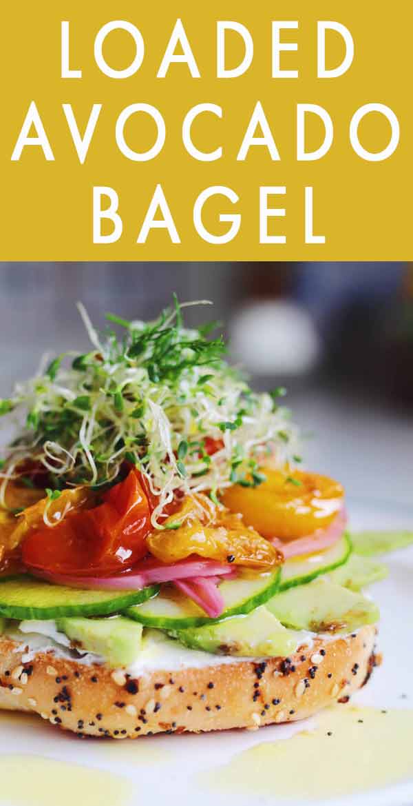 This Avocado Bagel is one of my favorite recipes of all time! it was inspired by an insanely expensive breakfast that I had in LA at Gjusta. It’s super fresh, flavorful, colorful, and filling. It’s the perfect recipe for an al fresco summertime breakfast or brunch!