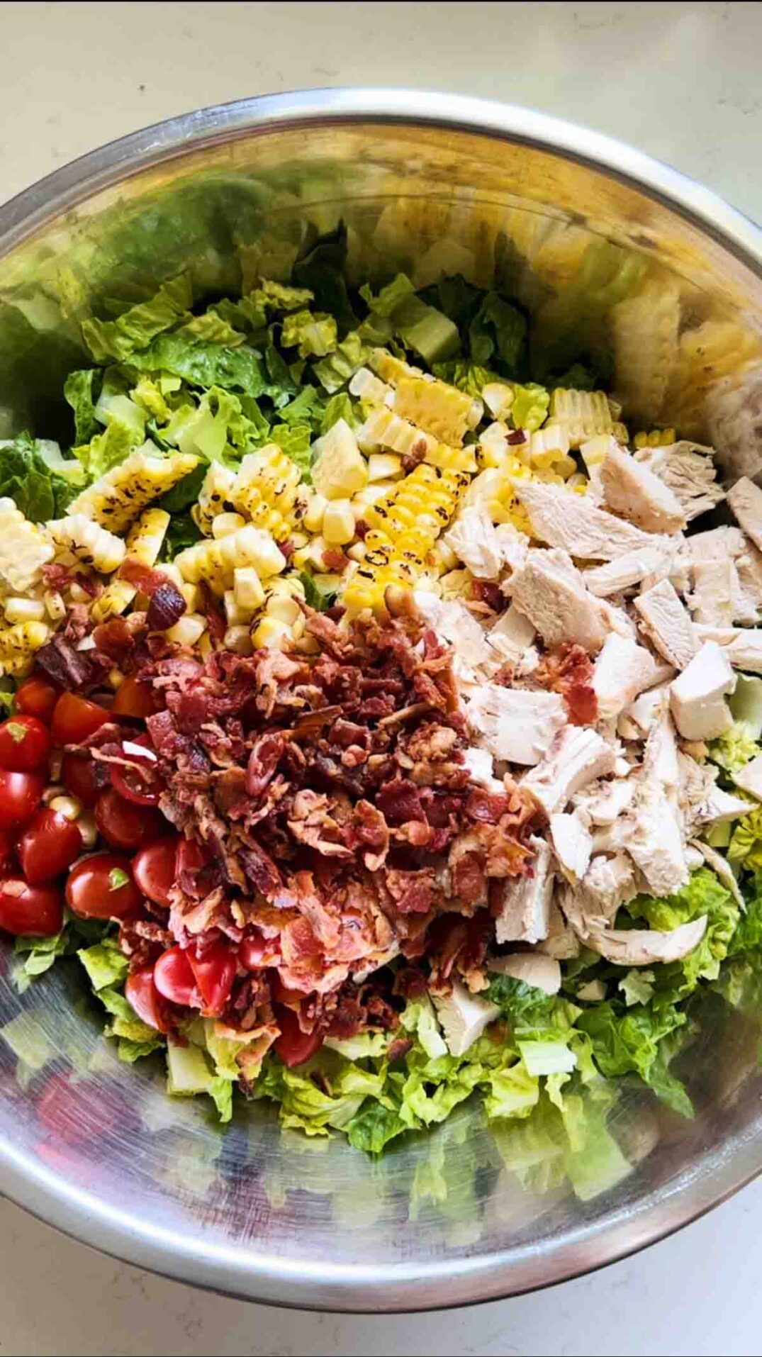 colorful ingredients in a big salad bowl.