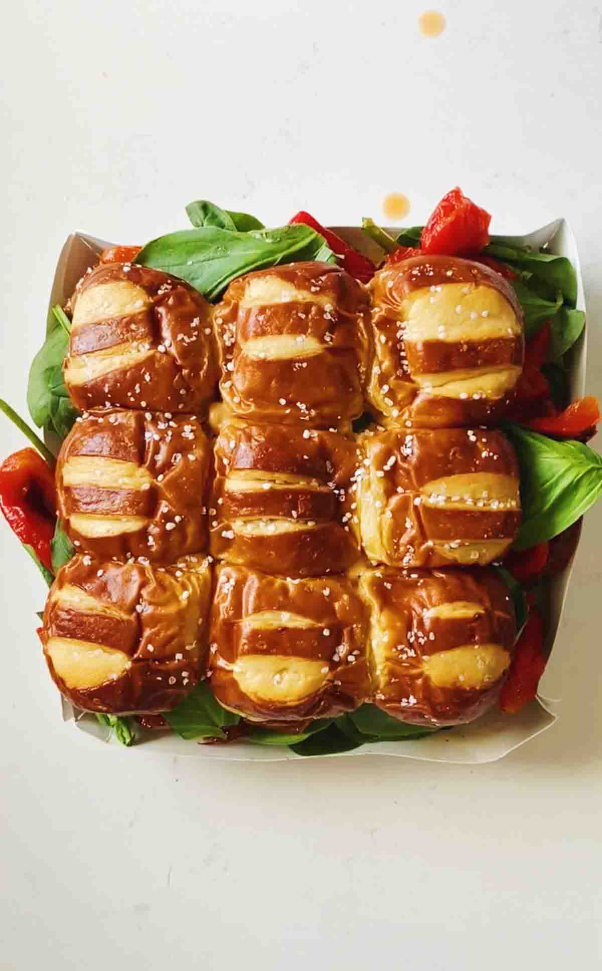 Italian Sliders on Hawaiian Pretzel Rolls Grilled Cheese Social