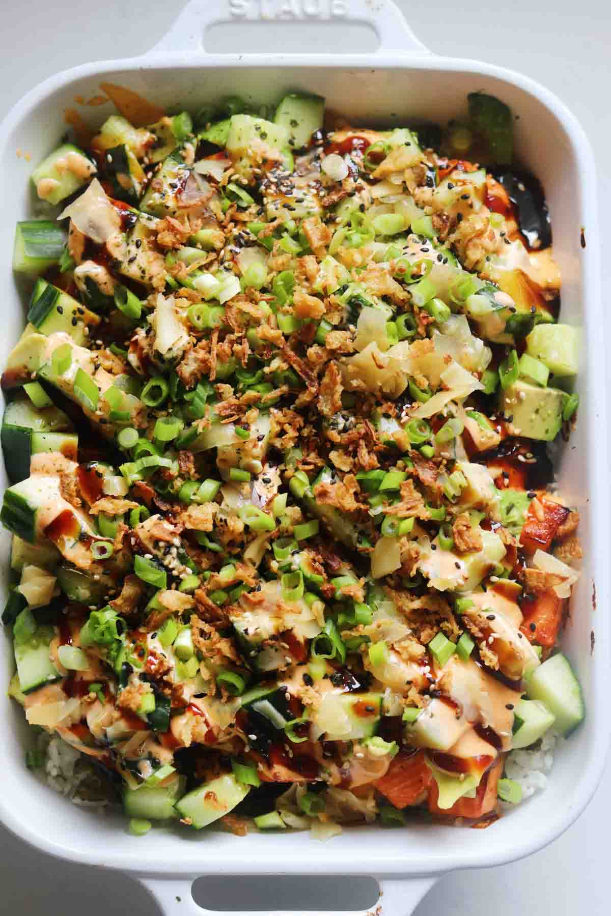 Sweet Chili Salmon Sushi Bake-image